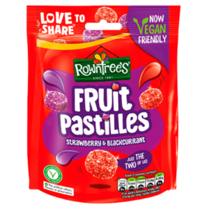 Rowntree Strawberry/Blackcurrant Fruit Pastilles Vegan 10x143g