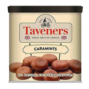 Taveners Drops Caramints Tins 12x200g