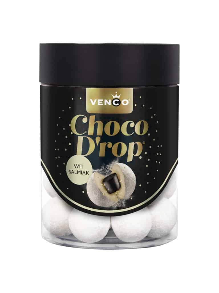 Choco-D-rop-Wit-Salmiak Venco Choco D'rop White (Wit Salmiak) 6x146g
