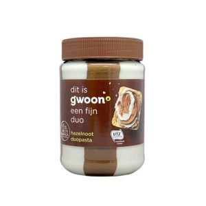 G'woon Hazelnut/Vanilla Spread (Hazelnoot Duo Pasta) 12 x 400g